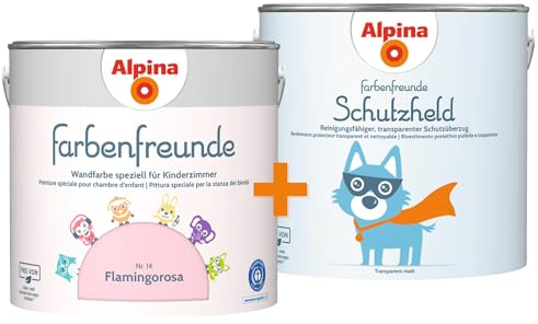 Alpina Farbenfreunde Nr. 14 Flamingorosa 2,5 Liter matt + Schutzheld 2,5 Liter transparent matt