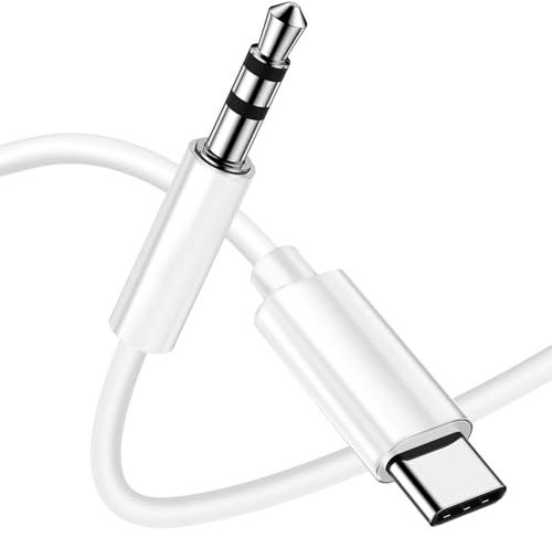 Cavo da AUX a USB C per iPhone, da USB C a jack audio AUX da 3,5 mm, compatibile con iPhone 15 Pro Max, per Samsung S21 Ultra S20 Ultra Note 20 10 Plus, bianco, 1 m