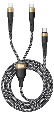 RAVIAD USB C Multi Ladekabel [1.2M] MFi Zertifiziert 2 in 1 Schnellladekabel für iPhone 14/13/12/11, 60W USB C auf Lightning Kabel für iPhone 15 Galaxy S24/S23/S22