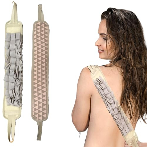 Doppelseitiger Rückenpeeling Rückenschrubber，Peeling Rückenschrubber，Rückenbürste für Dusche，Peelinghandschuh，Luffa Schwamm，Eincremehilfe für Rücken，Körperbürste，Massagebürste，Duschschwamm