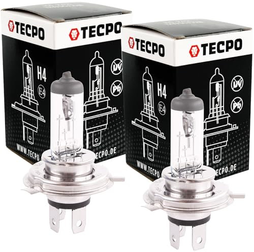 TECPO 2X H4 Lampen Set 12V 60/50W P43t Autolampe Glühlampe Birnen Glühbirne