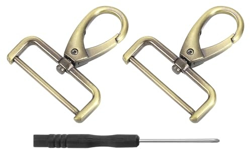 QUARKZMAN 2Stück Karabinerhaken 38mm(1 1/2) D Ring Abnehmbarer Karabiner Schlüsselanhänger Metall Karabiner Klauen Verschluss Haken mit Drehgelenk mit Schraubendreher