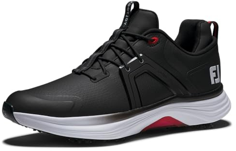 FootJoy Hyperflex golfskor för män sneaker, Svart/Vit/Röd, 11