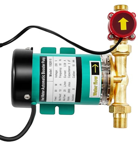 MEHOOSPVN 90W 220V 50Hz Heißwasserpumpe Druckerhöhungspumpe 20L/min Maximaler Kopf 15M Automatisch Haushalts-Druckpumpe für Warmwasserbereiter Dusche Leitungswasser, Umwälzpumpe Hohe Druckpumpe
