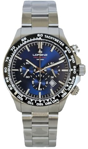 Lorenz Chrono 26175EE Cronografo da uomo al quarzo in acciaio inox sub 100 metri