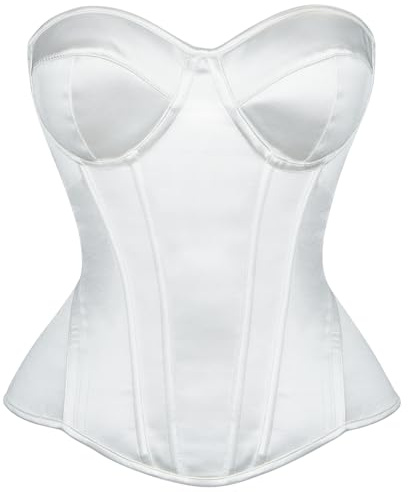 SHYMMUO - Corsé de satén para mujer, palabra de honor, sin tirantes, escote de corazón, con ballenas, para lencería, bodas, fiestas y discotecas.