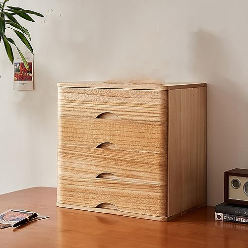 Aktenschrank aus Massivholz mit erhöhtem Regal, D-Typ, Büroschrank für Computertisch, 4 Schubladen, Organizer für Kleinteile, Aufbewahrungsbox