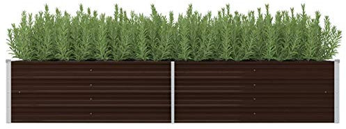 Xichuzi Garten-Hochbeet Braun 240 x 80 x 45 cm Verzinkter Stahl, Palettenrahmen, Hochteich, Gemüsebeet, Kräuterregal Balkon, Blumenbeet, Kräuterspirale, Tomatenbeet, Pflanzhochbeet - 45714