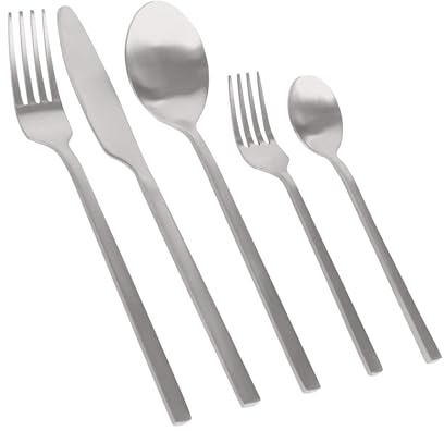 Argon Tableware 60 Piece Silver Stainless Steel Cutlery Set – Classic Dining Set for 12 People with Knives, Forks, Spoons & Cake Forks – Dishwasher Safe Luxury Tableware