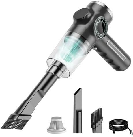 Tbest Aspirapolvere portatile ricaricabile da 120 W, mini aspirapolvere wireless con batteria e display digitale per tastiere di casa e auto, per la matita ideale della polvere. (1 filtro)