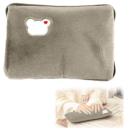 Bolsa de Agua Caliente Eléctrica, Botella de Agua Caliente, Saco Calienta Camas Portátil, Recargable Portátil Bolsa de Agua Caliente, Bolsa de Agua Caliente con Funda de Felpa, Ahorro de Energía