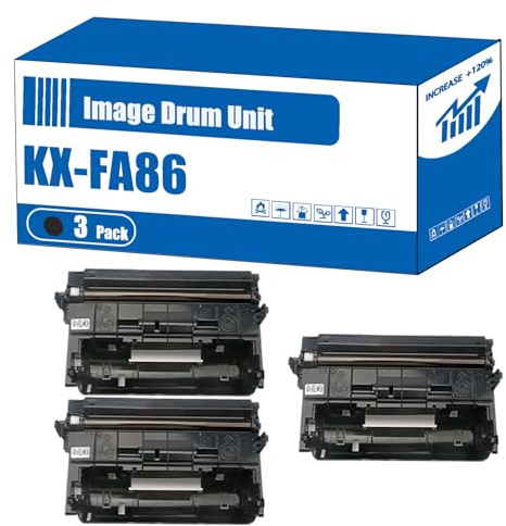 Compatible for Panasonic KX-FA86 Image Drum Unit KX-FLB801E KX-FLB811 KX-FLB851E Printers, High Yield 10000 Pages, Accurate Imaging Rich Colors (3 Pack Black)