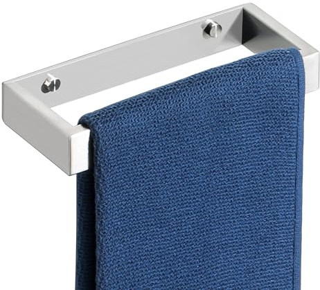 SAYAYO Porta Asciugamani Bagno Adesivo da Parete in Acciaio Inox 304, 20CM | Porta Salviette da Muro Grigio Argento, Fissaggio a Muro con Viti o Autoadesivo, Porta Asciugamani Bidet per Bagno, Cucina