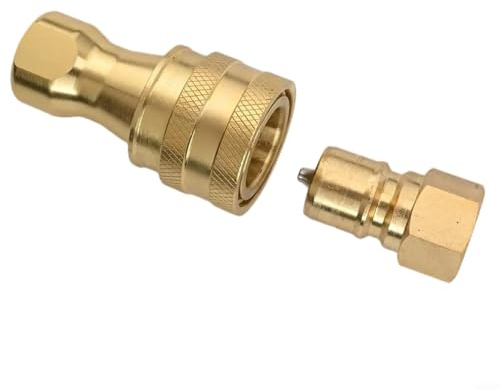 500 Bar 3/8 BSPT Brass Hydraulic Quick Disconnect Fitting for High-Pressure Systems, Double Seal O-for Ring, -20°C to +120°C, 7 MPa, Compatible with 8mm Hose, G3/8