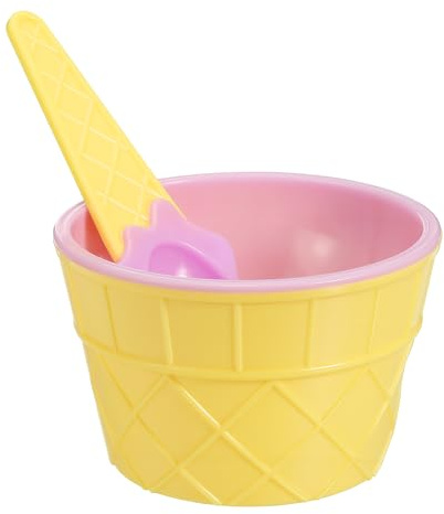 sourcing map 6 Pack Ice Cream Cups with Spoons, Reusable Plastic Ice Cream Bowls Candy Color Frozen Yogurt Dessert Bowl for Birthday Decorations Summer Holiday Supplies, Light Purple