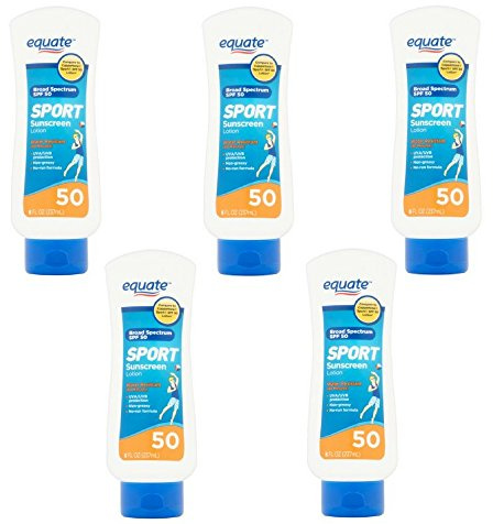 Equate Sport Lotion SPF 50, 8 fl oz - 5 Pack