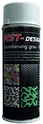 MST-DESIGN Grundierung grau I 12 Spraydose x 400 ml I I Primer - Haftvermittler für Glas, Keramik, Eternit, Kunststoff, Karton, Pappe, Holz, Metall I Wassertransferdruck I Lackierzubehör I Grundieren