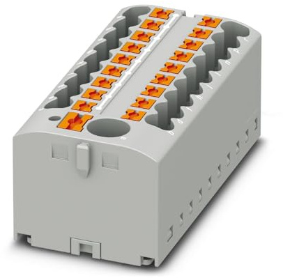 Phoenix Safe Contact PTFIX 6/18X2,5-G GY Verteilerblock, Grundklemme mit Einspeisung, 450 V, 24 A, Anzahl der Anschlüsse 19, Querschnitt 0,14 mm²-4 mm² Grau, 8 Stück