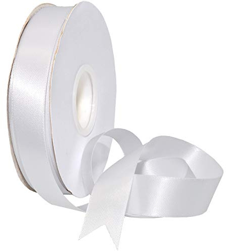 Morex Ribbon Double Face Satin Ribbon 7/8 X 50 YD White Ribbon for Gift Wrapping, Birthday Gift Cards, Satin Dress for Women, Silk Ribbons for Crafts, Wedding Gifts for Couple