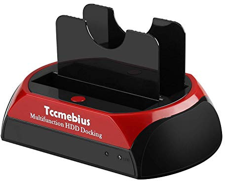 Tccmebius USB 2.0 Hard Drive Docking Station, TCC-S867-US USB 2.0 to 2.5 3.5 Inch SATA IDE Dual Slots Reader External Enclosure, for 2.5 3.5 IDE SATA I/II/III HDD SSD