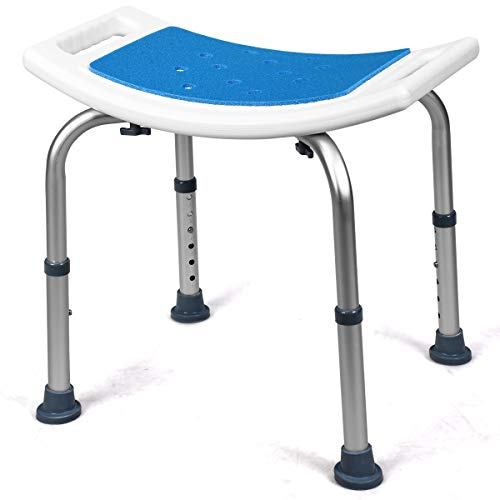 COSTWAY Duschhocker höhenverstellbar, Duschstuhl bis 150kg belastbar Badehocker, Duschsitz rutschfest, Medical Duschstuhl aus Alu, Duschhilfe weiß, Badesitz Badehilfe für Schwangere und Alte