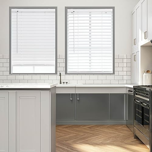 DEZ FURNISHINGS 2 Cordless Flat Slat Venetian Blind, 45 W x 48 H, White