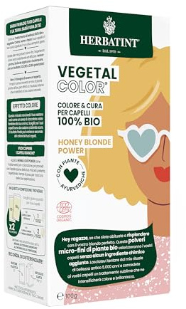 Herbatint Vegetal Color Honey Blonde Power, Honigblond | Pflanzliche Haarfärbung auf Basis von Henna und ayurvedischen Kräutern, 100% natürlich und biologisch – 100 Gramm