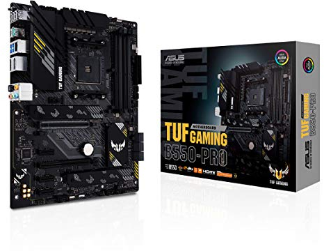 ASUS TUF GAMING B550-PRO – Carte mère gaming AMD Ryzen AM4 ATX (PCIe 4.0, 2xM.2, 2.5 Gb Ethernet, HDMI, DisplayPort, SATA 6 Gbps, USB Type-C, USB 3.2 Gen 2 Type-A et Type-C, Aura Sync RGB)