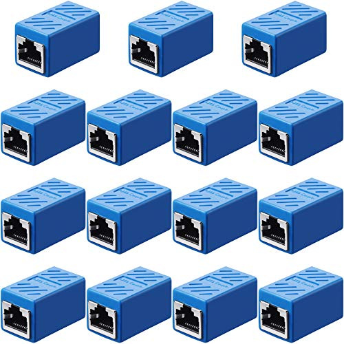 RJ45 Koppler, Ethernet Erweiterung Adapter Netzwerk Verbinder für Cat7/Cat6/Cat5e/Cat5 Ethernet Kabel Koppler Weiblich zu Weiblich (Blau, 15 Stücke)