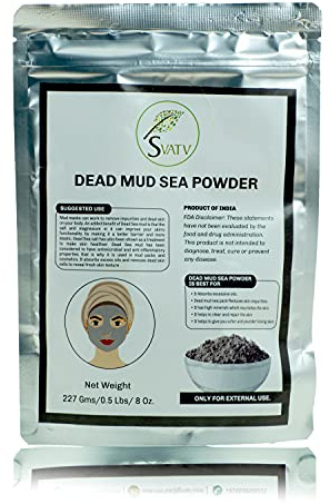 SVATV Totes Schlamm-Meeres-Pulver, natürliche Hautpflege, ohne Zusatzstoffe/Duftstoffe, nährende Peelings, macht die Haut weich und entgiftet, porentief reinigende Eigenschaften, alle Hauttypen, 227 g