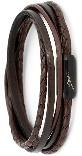 Simaru Echtleder Armband Made in Germany, Unisex Wickelarmband mit Magnetverschluss, hautfreundlich & robust