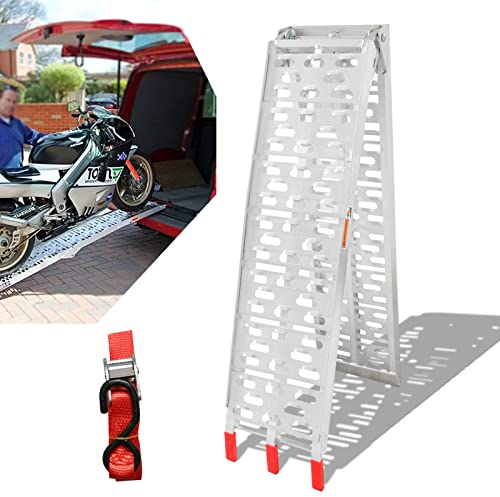 Joparri Rampa di carico pieghevole, in acciaio zincato, 340 kg, antiscivolo, per rimorchi, moto, ATV, quad, auto