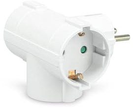 Garza - Adaptador de Enchufe Triple Lateral con Toma de Tierra, 3 Tomas Shuko, Forma T, Protección Infantil, Blanco