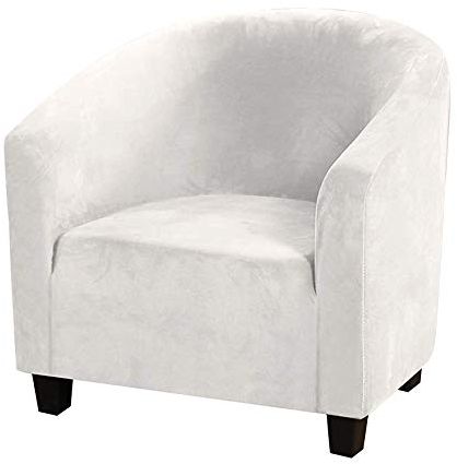 XGANGM Stretch Sesselbezug Samt Sesselhusse Clubsessel Husse Sesselschoner Elastisch Sesselüberwurf Sofasesselbezüge Cocktailsesselabdeckung Wohnzimmer Universal Einzelsofa,Tooth White