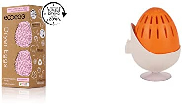 ecoegg Dryer Egg | Reduces Drying Time | Tumble Dryer Balls replacement | Spring Blossom | 2 Eggs | 4 fragrance sticks | Approx 40 Dries & Laundry Egg Holder, White, 10x8x8 cm