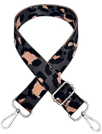 Bunt Schultergurt Leopard Muster Längenverstellbarer Tragegurt für Handtaschen 3.8cm Breiter 75-130cm Schulterriemen Umhängegurt Herren Taschenriemen Damen DIY Zubehör für Tasche -Dunkelgrau