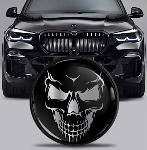 SkinoEu Tuning Emblem für Fronthaube und Kofferraum 82 mm Kompatibel mit BMW Emblem 51767288752 Schädel Silber EX 2