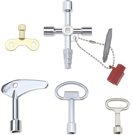 Create Idea 5PCS Utility Key Set: Zinc Alloy Plumber Key Wrench Tool - 6mm, 8mm, 9mm Sizes - Water Tap Faucet Radiator Water Meter Control Cabinet Elevator