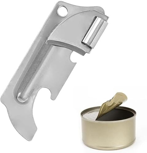 Silver Stainless Steel Military Style Can Openers, Can Opener Keychain, Military Style Can Openers Portable Can Opener for Kitchen Travel Camping Survival Manual