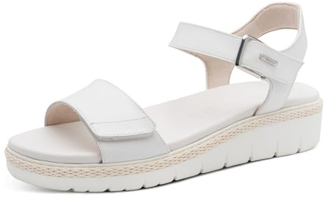 Tamaris Damen Keilsandalen, Frauen Sandalen,Wechselfußbett,Comfort Lining,wortmann,sportlich,feminin,Heart and Sole,Lifestyle,White,37 EU