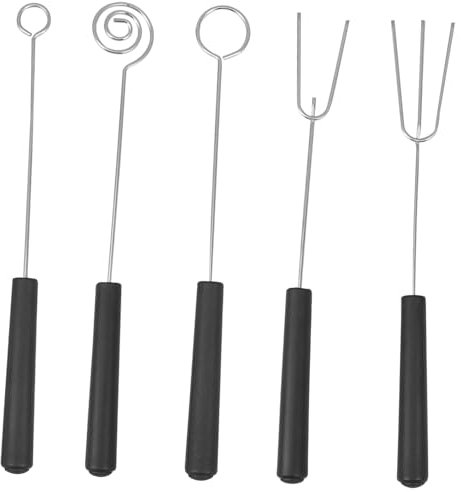 OFFSCH 5 Pezzi Forchette in Acciaio Inossidabile Per Cioccolato e Barbecue Gadget Da Cucina Con Design Forcella a Vite Tre Punte e Tondo Per Immersione Frutta Praline e Dolci Te