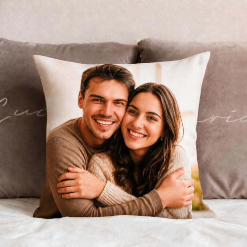 Transparent Gift Cojín Personalizado con Foto Grande. Cojines Personalizados con Foto Decoración. Funda con o Sin Relleno. Regalos Personalizados para Mujer, Hombre, Cumpleaños