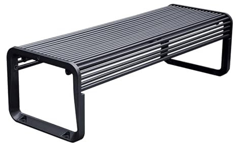 Metall-Garten-Veranda-Terrassenstuhl-Bank, Allwetter-Außenparkbank, Park-Lattensitz Aus Aluminiumguss, Zweisitzer-Stuhl für Hof, Rasen, Balkon, Hinterhof ( Color : Black - Without Backrest , Size : 18