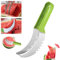 Watermelon Slicer Cutter - Stainless Steel Melon Cutter - Watermelon Cutter Slicer Tool - Watermelon Cutting Fork - Multifunctional Fruit Fork - for Cantaloupe Papaya Dragon Fruit Watermelon (Green)