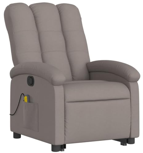KOIECETA Massagesessel Verstellbar Sessel mit Aufstehhilfe Fernsehsessel Relaxsessel mit Liegefunktion Liegesessel Aufstehsessel Polstersessel Stoff (Taupe)