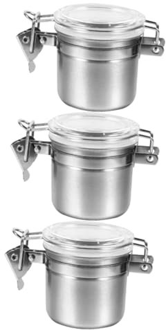 Hoement 3pcs Airtight Coffee Container Stainless Steel Sealed Tank Food Storage Jar for Sugar Tea