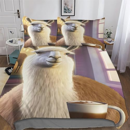 Camel Duvet Cover Set, Bedding Linen Set, Ultra Soft Comforter Cover with Zipper Closure 3 Pieces, Quilt Cover with Pillowcase for Kids, Youth And Adult Double (200x200cm)