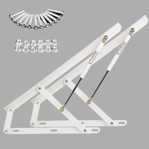 Juego de mecanismos elevables para Cama canapé, Juego de 2 bisagras para canapé con resortes, Pack de Sistema Completo de Elevación Hidráulicos Profesional para Canapés, Pintado Negro, Blanco, Negro(W