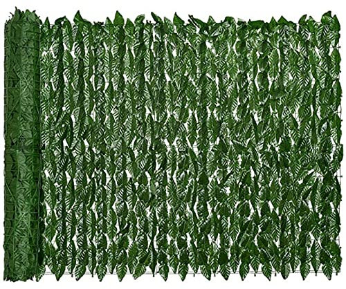 Panneau de treillis de jardin à feuilles artificielles – 2 x 5 m vert pour clôture d'intimité extérieure pour jardin, terrasse, arrière-cour, mur décoratif pour plantes, solution de treillis durable
