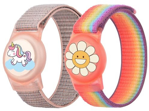 MIRPARVA Barnarmband för AirTag, vattentät nylon dold GPS-spårare hållare armband kompatibla med AirTag, justerbar klockrem för barn småbarn